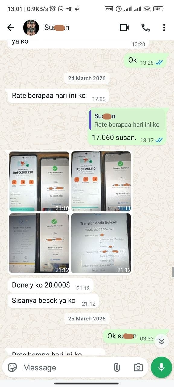 Bukti transaksi pelanggan Su***n